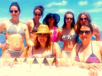 Cocktails on the boat with hens in Marbella.